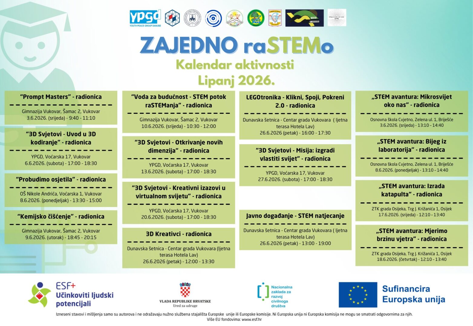 LIPANJ 2026. - KALENDAR AKTIVNOSTi - Zajedno raSTEMo 2026